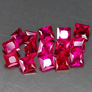 Genuine Set RUBY'S 1.9 x 1.9 Square Princess Cut