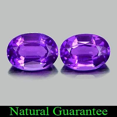 Genuine 100% Natural Amethyst 0.78ct 7.2x5.2x3.6mm (2) VVS Brazil