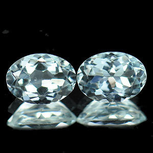 Genuine 100% Natural Aquamarine (2) .70ct 7.1 x 4.9mm Brazil VS1