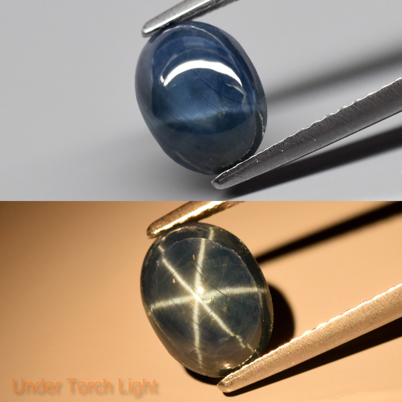 Genuine Cabochon Blue Star Sapphire 2.80ct 8.7x6.5x4.5mm Semi-Translucent Thailand