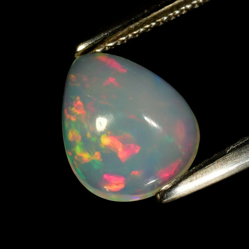 Genuine 100% Natural Cabochon White Opal 1.23ct 10.0 x 8.2mm Pear Ethiopia