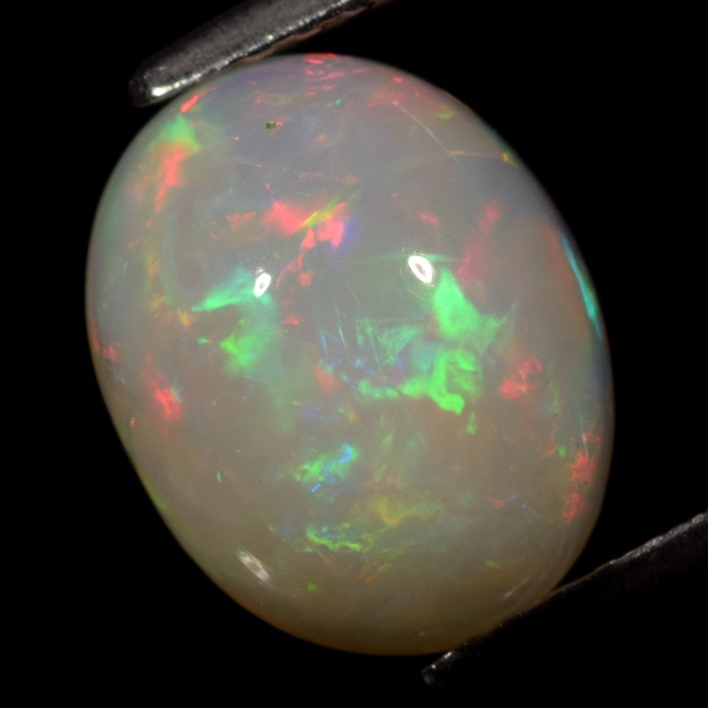 Genuine 100% Natural Crystal Welo Cabochon White Opal 1.96ct 10.0x8.0x5.1mm Opaque Ethiopia