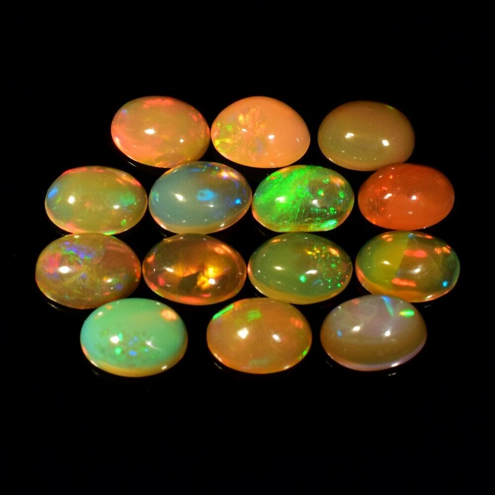 Genuine 100% Natural Cabochon Opals (14) 10.42cts 7.6 x 5.7mm to 8.0 x 6.0mm Ovals