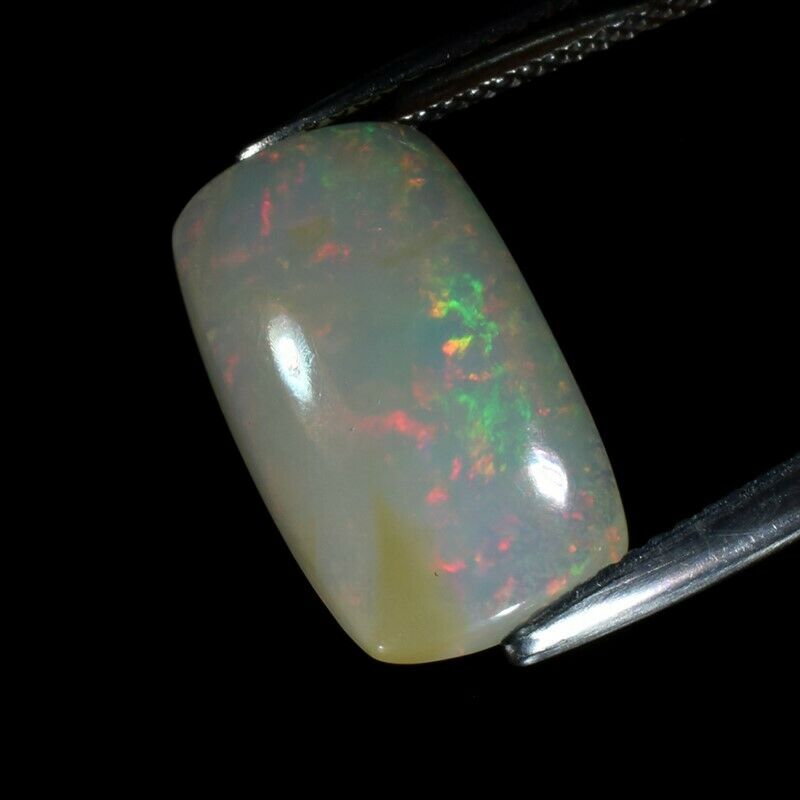 Genuine 100% Natural Cabochon White Opal 4.41ct 16.4 x 9.4mm Rectangle Cut Ethiopia