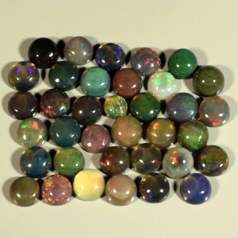 Genuine Set of 36 Crystal Welo Cabochon Black Opal 6.03ct 3.0 to 4.0mm Round
