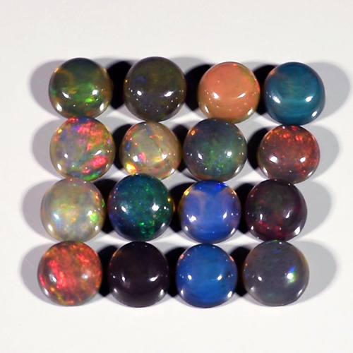 Genuine Set of 16 Crystal Welo Cabochon Black Opal 6.05ct 4.8 to 5.0mm Round