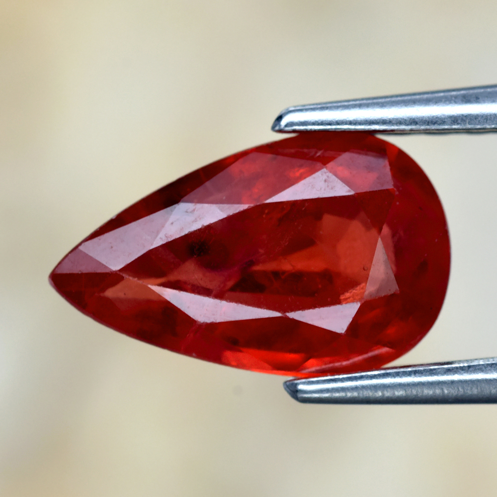 Genuine Red Sapphire 1.08ct 8.6 x 5.3mm Pear SI2 Clarity