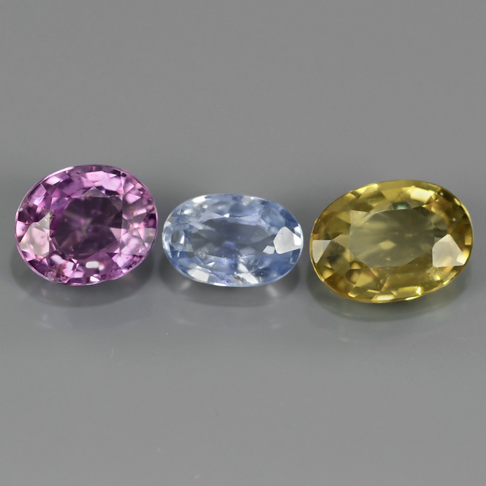 Genuine (3) Sapphires 2.24ct 7x5mm & 6x4mm SI1 Madagascar 