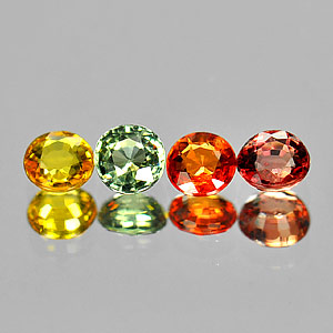 Genuine (4) Multi Color sapphires 1.41cts 4.0x4.0 VVS Tanzania