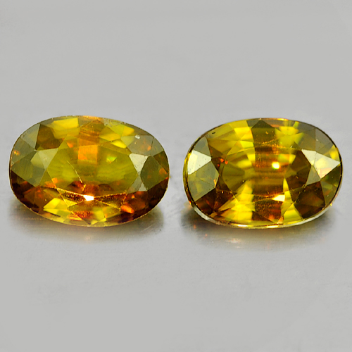 Genuine 100% Natural (2) Sphene 0.63ct 6.5x4.5x2.4mm VS1 Madagascar