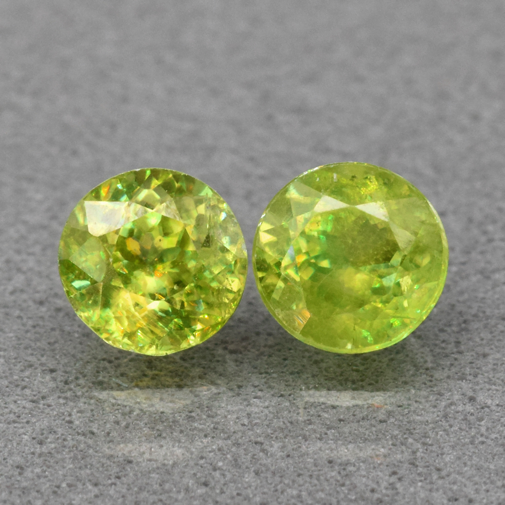 Genuine 100% Natural (2) Sphene 1.17ct 5.0 x 5.0mm Round Cut VS Clarity