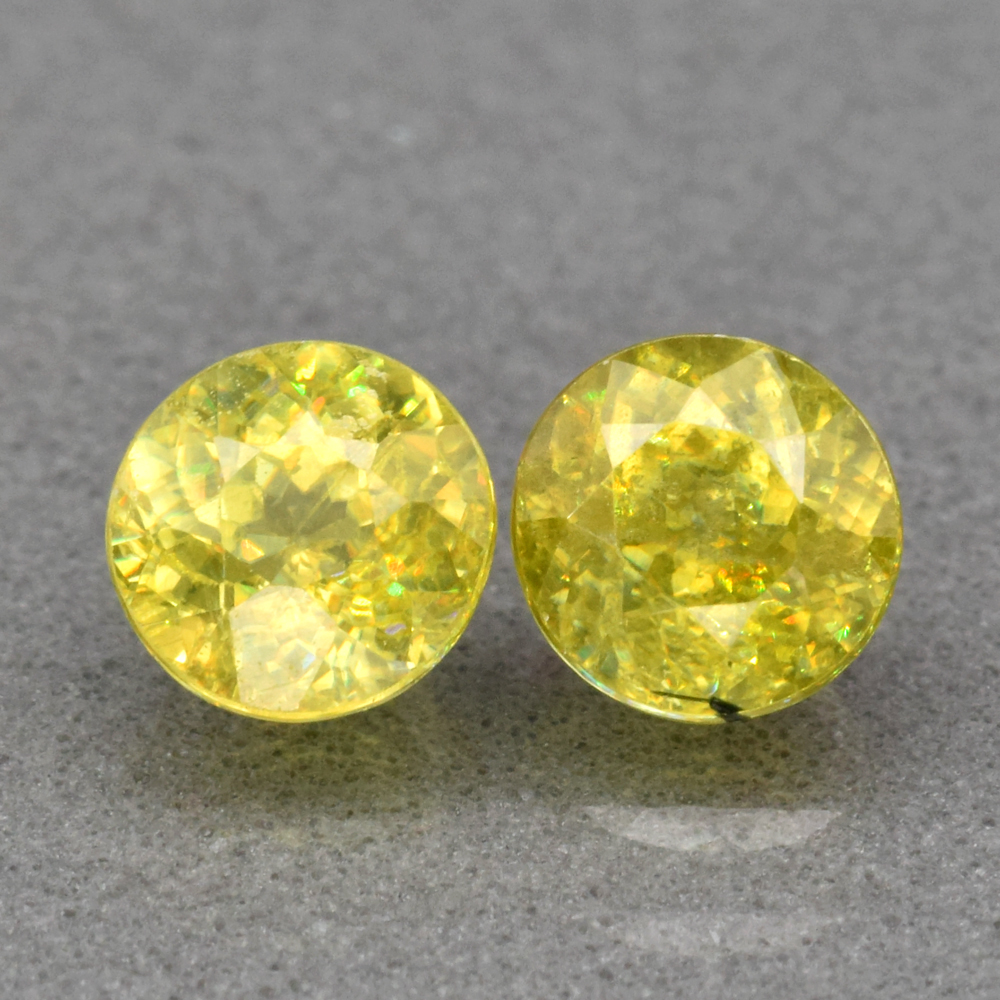 Genuine 100% Natural (2) Sphene 1.34ct 5.0 x 5.0mm Round Cut SI1 Clarity