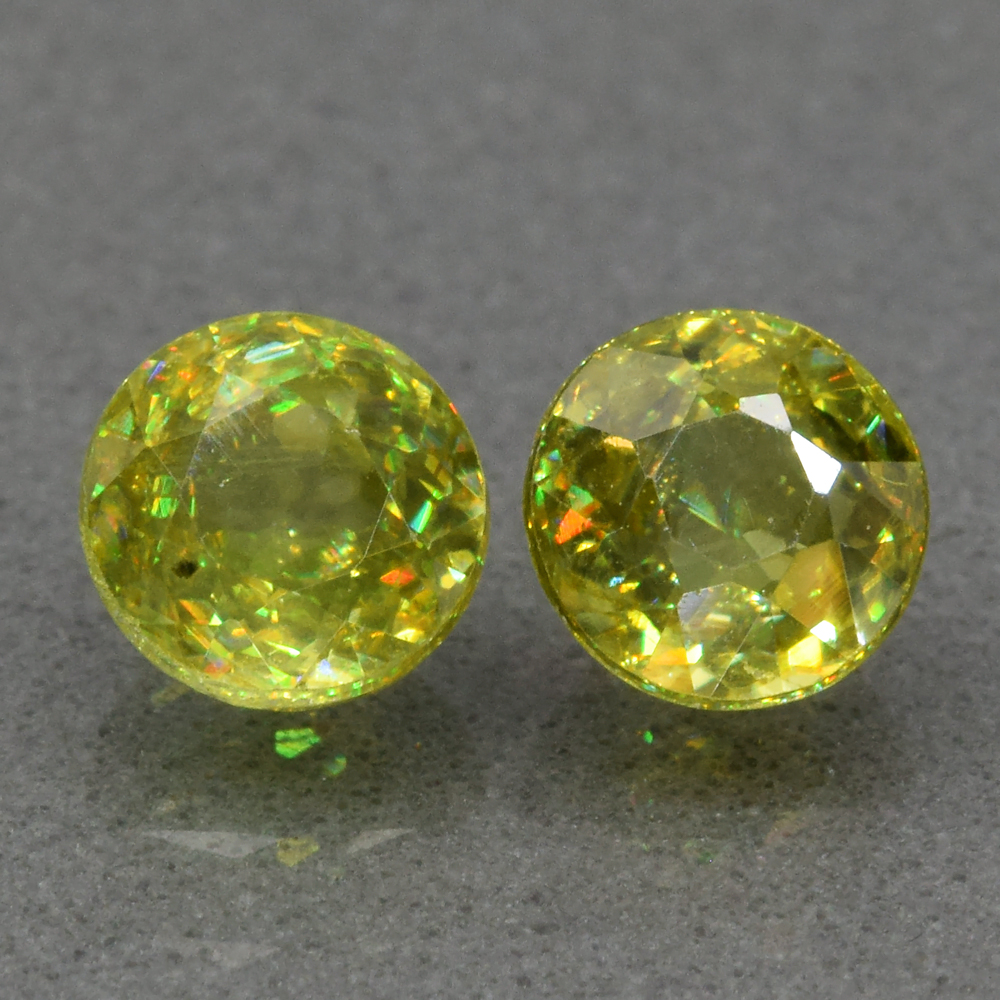 Genuine 100% Natural (2) Sphene 1.46ct 5.0 x 5.0mm Round Cut SI1 Clarity 