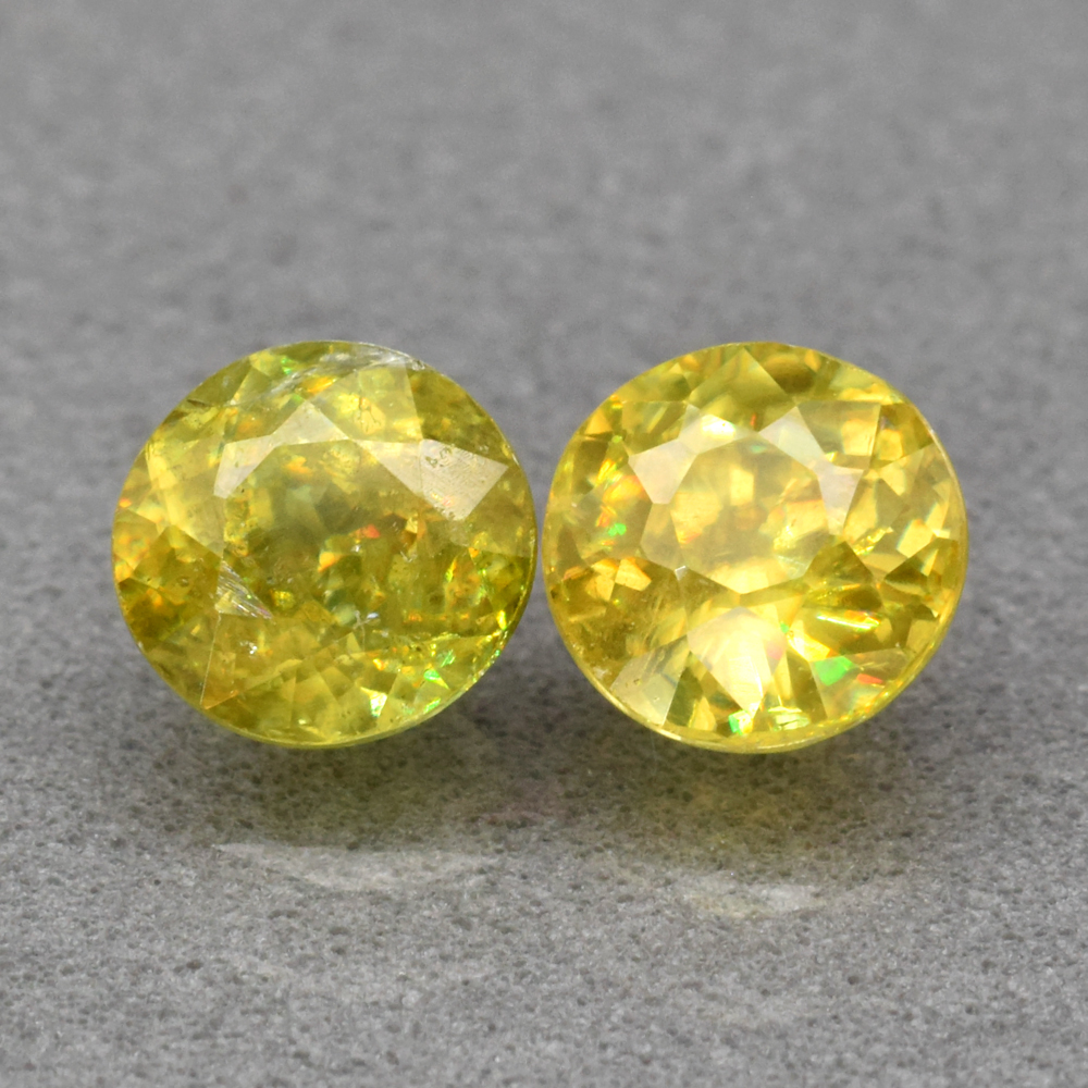 Genuine 100% Natural (2) Sphene 1.52ct 5.2 x 5.2mm Round Cut SI1 Clarity