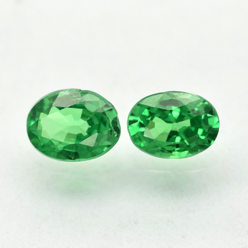 Genuine 100% Natural Tsavorite Garnets (2) .36ct 4.0 x 3.0mm Ovals SI1 Clarity