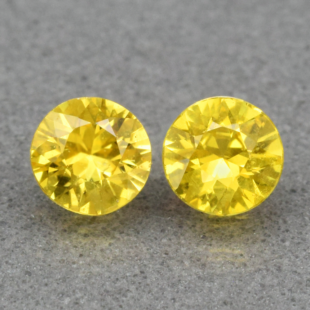 Genuine Yellow Sapphires (2) .46ct 3.8 x 3.8mm Round Cut VS Clarity 