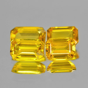 Genuine Yellow Sapphire .42ct 6.0 x 3.5mm Octagon VS1 Clarity (Set of 4)