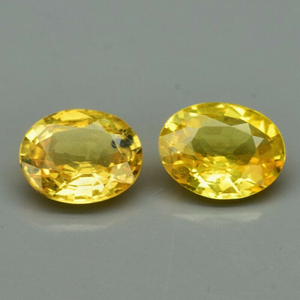 Genuine Yellow Sapphires Pair (2) 0.61ct 4.6 x 3.8mm Oval VS Clarity  