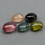 Genuine 100% Natural (5) Cabochon Tourmaline 5.45ct 7.0 x 5.0mm to 7.7 x 5.5mm Ovals 