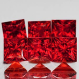 Genuine Set RED SAPPHIRES (6) .98cts 2.7 x 2.7 x 2.3mm Square Princess Cut