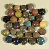 Genuine Set of 32 Crystal Welo Cabochon Black Opal 6.03ct 3.5 to 4.0mm Round