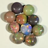 Genuine Set of 10 Crystal Welo Cabochon Black Opal 6.02ct 5.8 to 6.0mm Round