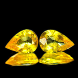 Genuine Yellow Sapphire Pair 1.59ct 6.9 x 4.8mm Pear VVS Clarity