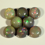 Genuine Set of 8 Crystal Welo Cabochon Black Opal 6.04ct 5.8 to 6.0mm Round