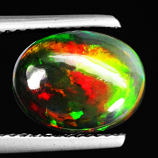 Genuine 100% Natural Cabochon Rainbow Fire Red Black Opal 2.20ct 10.6x8.2x5.2mm Semi-Transparent Ethiopia 