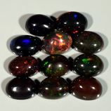 Genuine Set of 11 Crystal Welo Cabochon Black Opal 6.02ct 7.0 x 5.0mm Oval Ethiopia