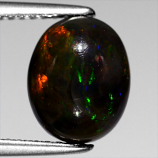 Genuine 100% Natural Cabochon Black Opal 1.68ct 10x8mm Irridescent Ethiopa
