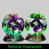 Genuine MYSTIC GREEN TOPAZ 3.11ct 7.1 x 7.1 x 4.8mm Round Pair