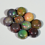 Genuine Set of 10 Crystal Welo Cabochon Black Opal 6.00ct 5.8 to 6.0mm Round Ethiopia