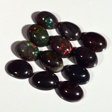 Genuine 100% Natural Cabochon Crystal Welo Black Opals (12) 6.03cts 7.0/6.5 x 5.0mm