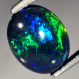 Genuine 100% Natural Crystal Welo Cabochon Black Opal 1.33ct 9.8x7.8x3.9mm Semi-Translucent Ethiopia