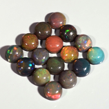 Genuine Set of 16 Crystal Welo Cabochon Opal Black 6.04ct 4.8 to 5.0mm Round